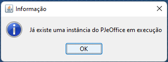 Instância do PJeOffice em execução